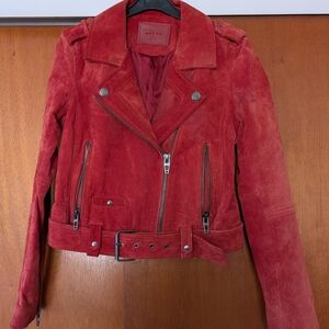 Blank NYC Red Suede Moto Biker Jacket